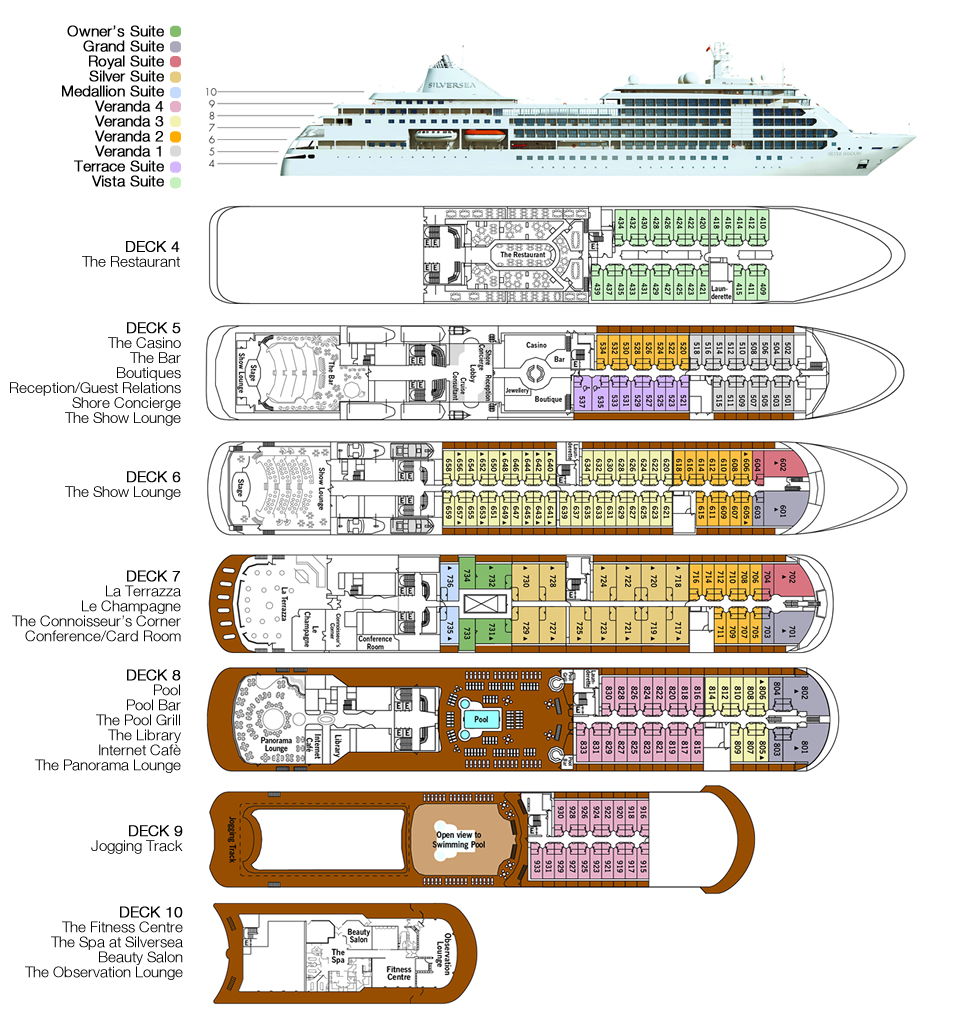 Silver Shadow Deck Plan Silversea Plans: Ship Layout, Staterooms & Map